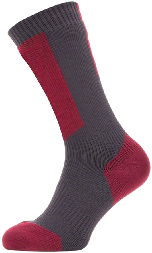 SealSkinz Runton Waterproof Mid Socks - Gray/Red/White Large