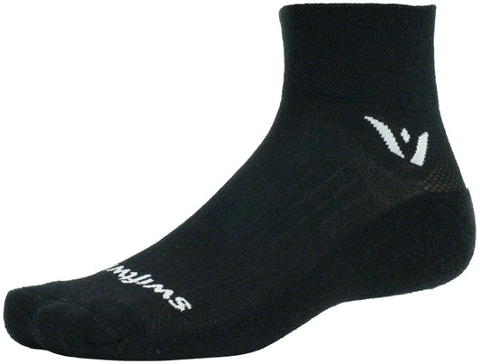Swiftwick Pursuit Quarter Crew Socks - 2" Black Large