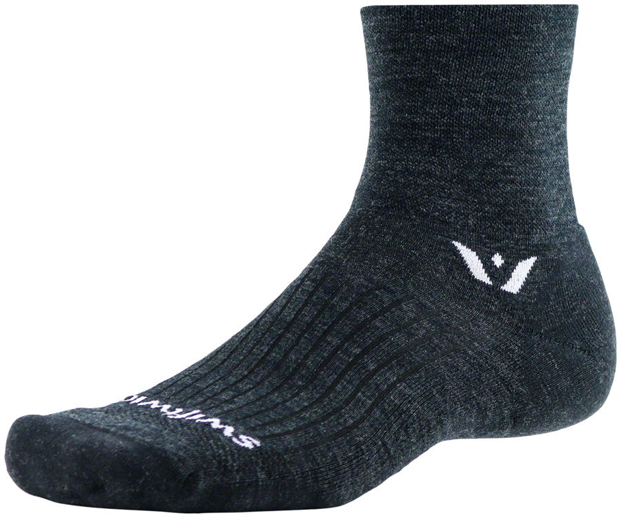 Swiftwick Pursuit Quarter Crew Socks - 4" Coal Medium