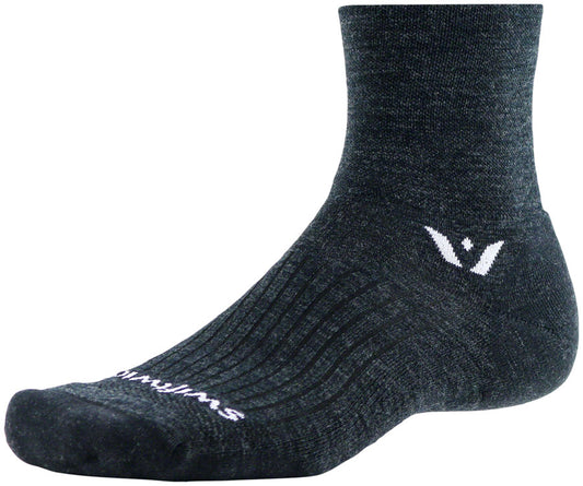 Swiftwick Pursuit Quarter Crew Socks - 4" Coal Medium