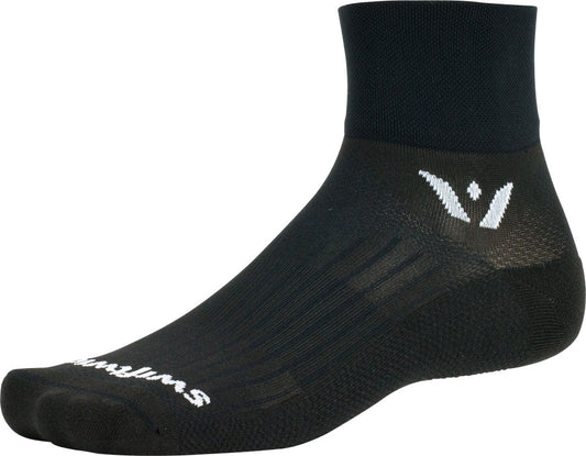 Swiftwick Aspire Quarter Crew Socks - 2" Black Medium