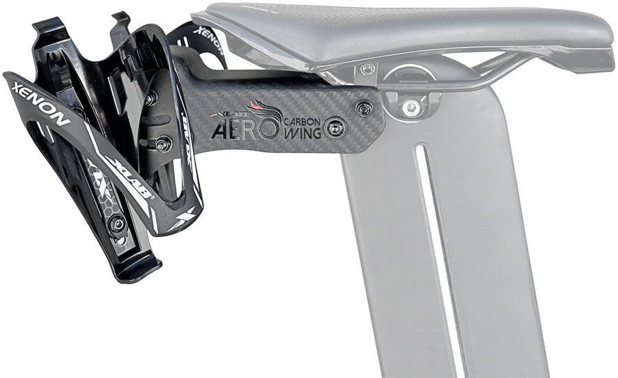 Xlab Aero Carbon Wing Behind Saddle Water Bottle Cage Mount - Includes 2 Xenon Cages